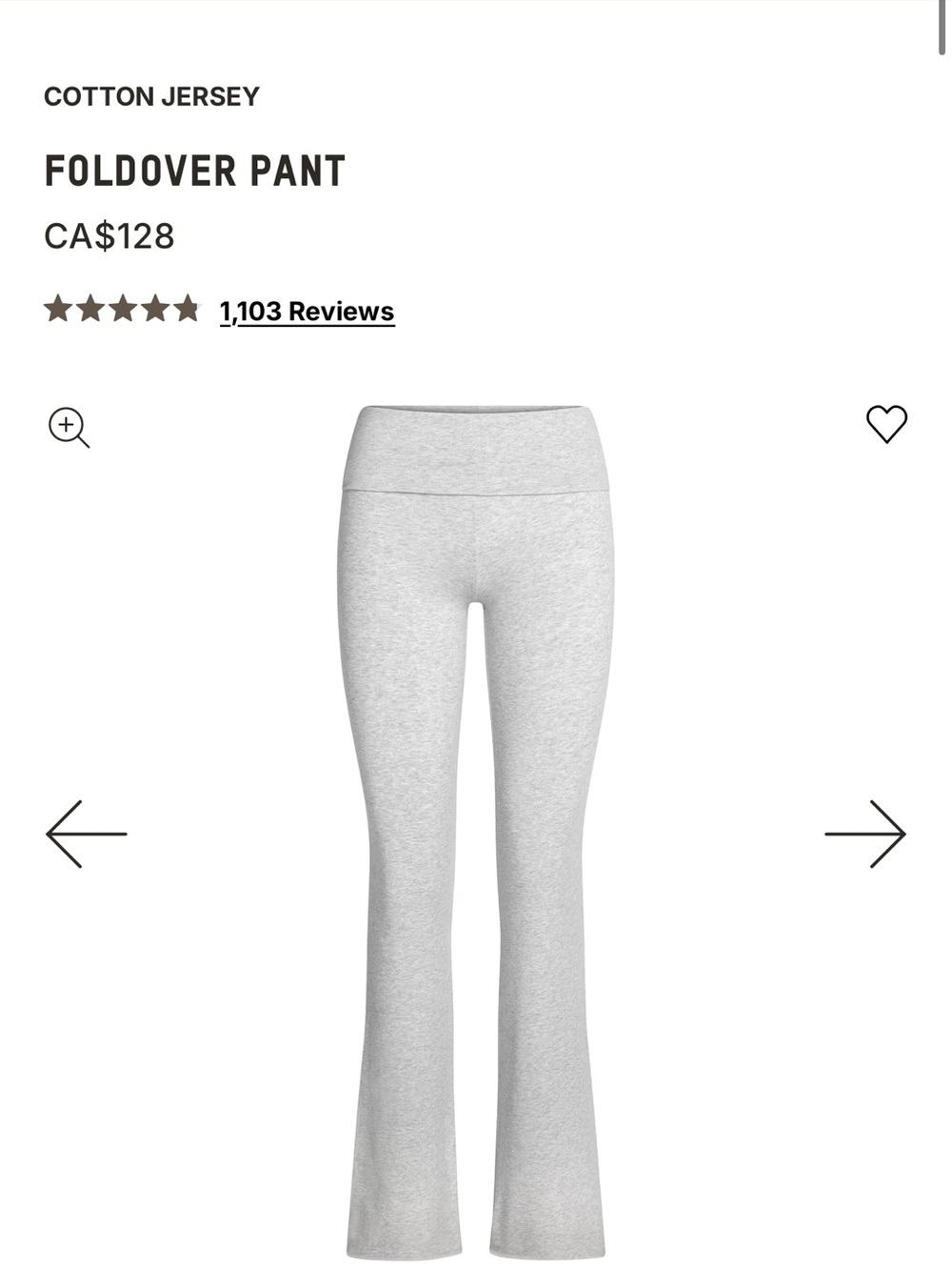 Skims Cotton Jersey Foldover Pants
